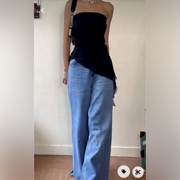 Y2K  Sirens asymmetrical sheer long sleeved top size small - Picture 6 of 6